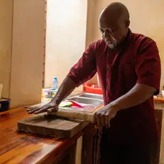 The chef preparing a meal in the fully-equipped kitchen