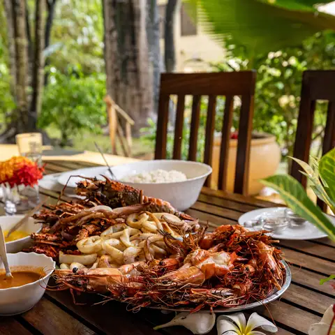 The catch of the day served on the verandah table